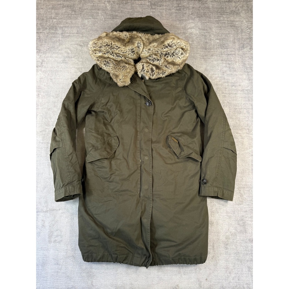 Woolrich Jacket Womens XS Olive Green Faux Fur Hood Parka Thermolite Arctic Coat